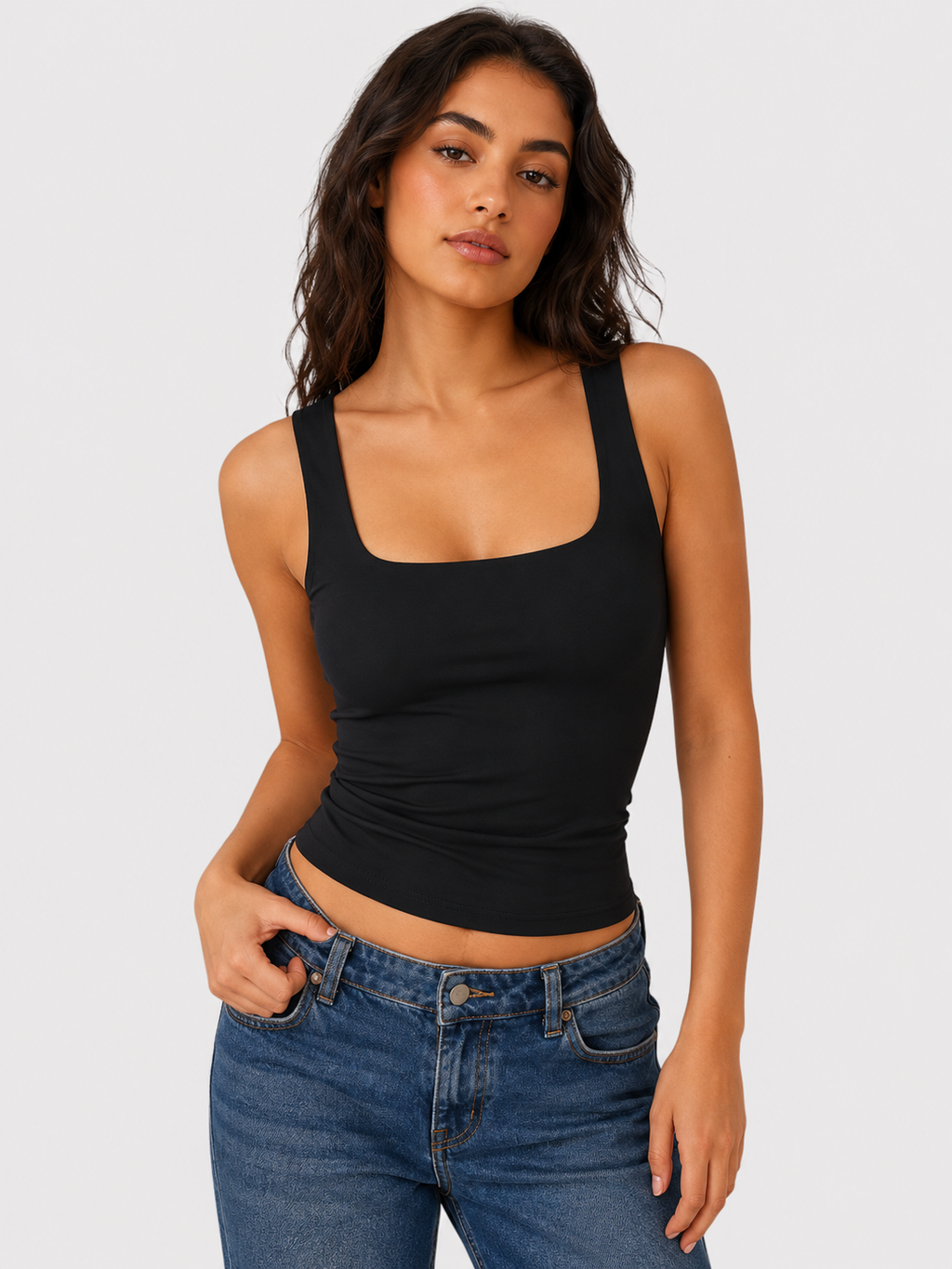 Lavanice Sculpt Square-Neck Top with Built-In Support