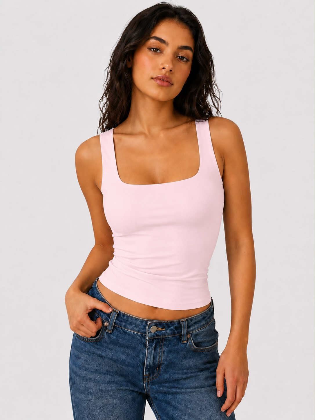 Lavanice Sculpt Square-Neck Top with Built-In Support