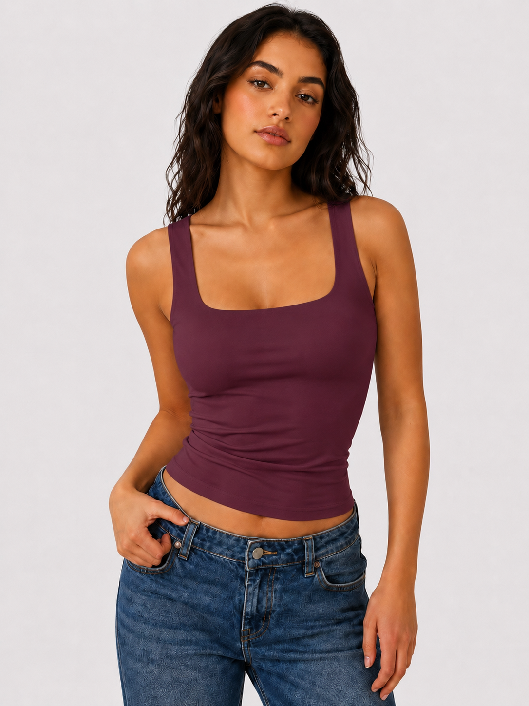 Lavanice Sculpt Square-Neck Top with Built-In Support